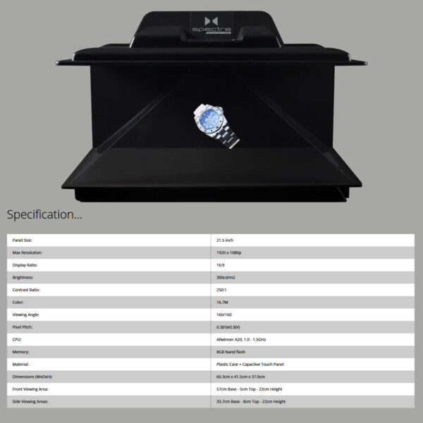 Spectre Hologram Display Box Specifications